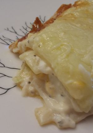 A picture of Mimi's White Chicken Lasagna.