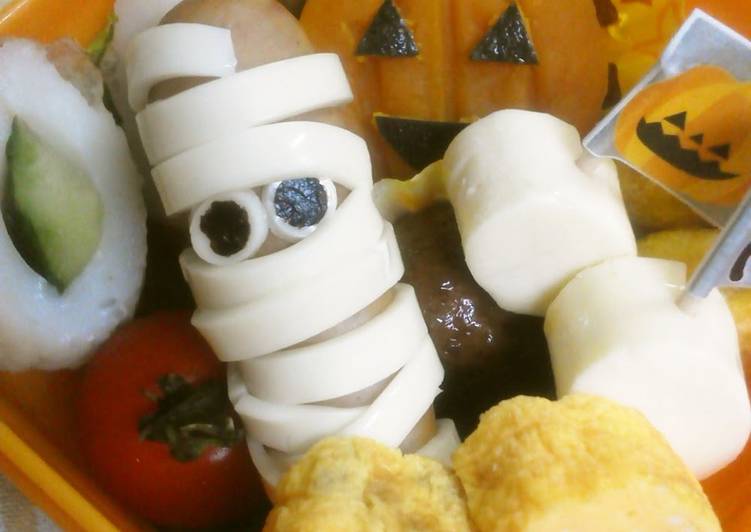 Recipe of Homemade Halloween Character Bento: Simmered Kabocha Jack O&#39;Lanterns