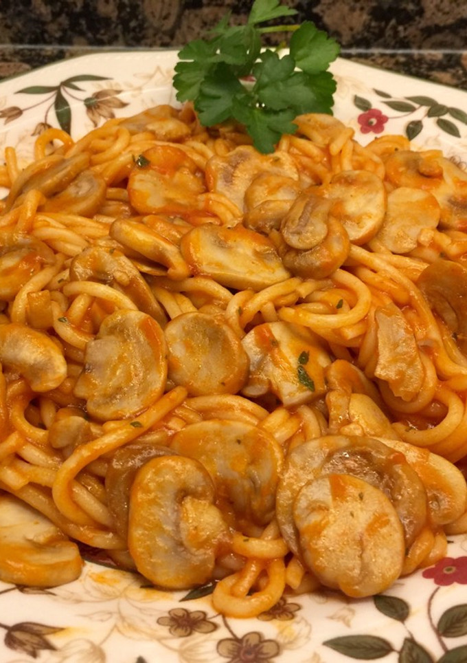 Una foto de Pasta con setas apto para diabéticos