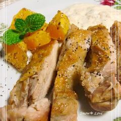 A picture of Sautéed Chicken Thighs in Olive Oil.