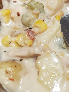 A picture of Chicken Corn Chowder (grown man good).