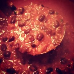 A picture of Quick Vegetarian 3-Alarm Black and Red Chili.