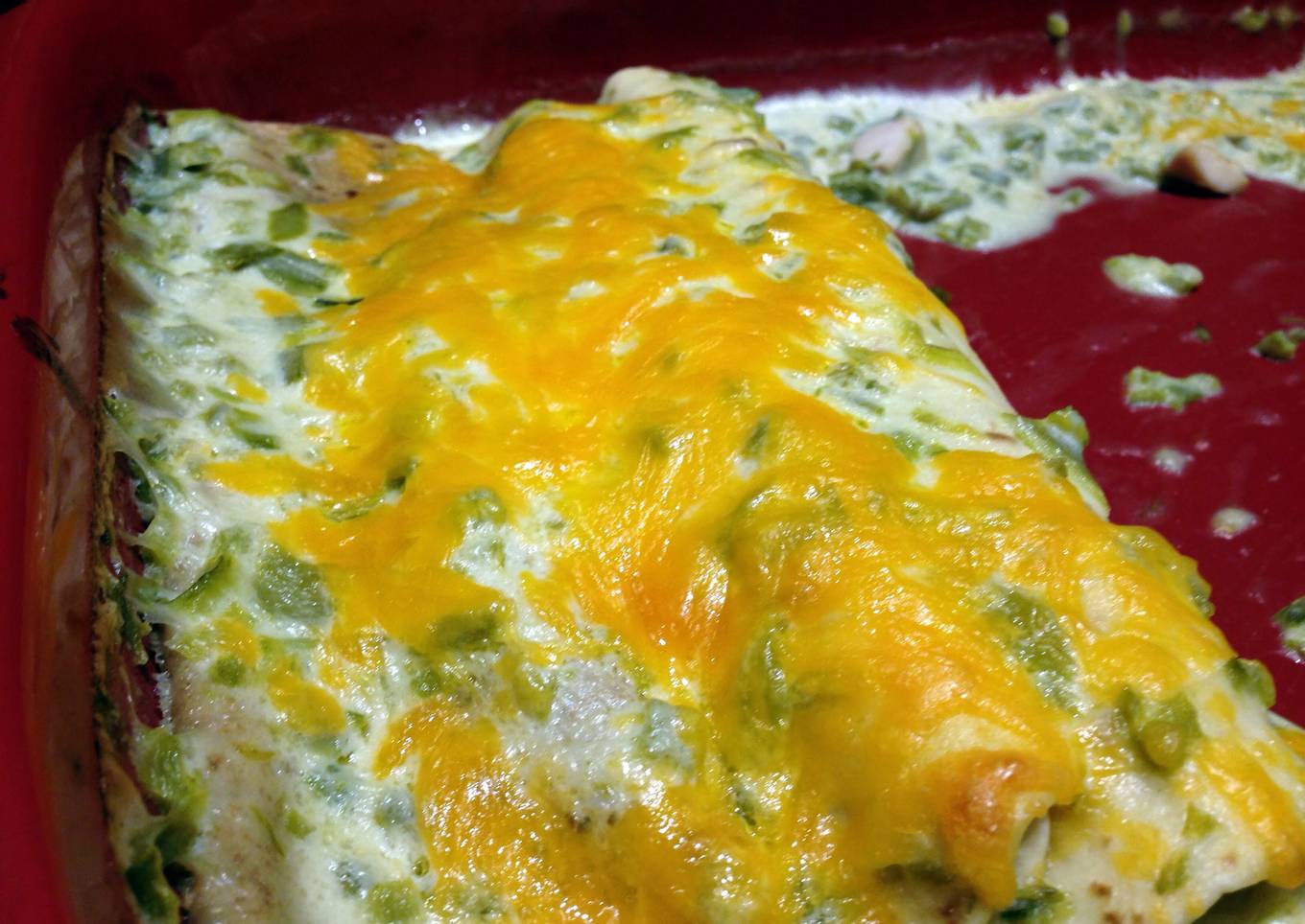 Steps to Prepare Quick Chicken Enchiladas with Green Chile Sour Cream
Sauce