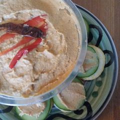 A picture of Spicy Roasted Red Pepper Hummus.