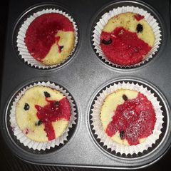 A picture of Strawberry and vanilla muffins.