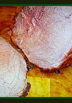 A picture of Tex's Classic British Sunday Roast with a Mustard Glaze 🇬🇧🐮.