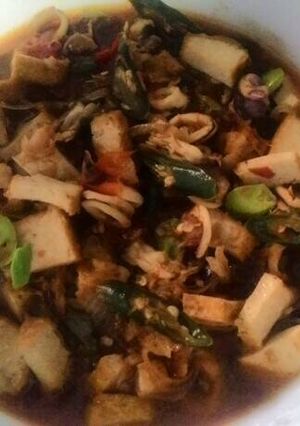 Foto resep Cumi duet tahu masak pedas