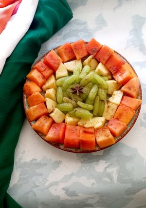 A picture of Tri Color Fruit Chaat.