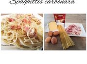 Une photo de lardons et spaghettis