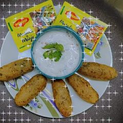 A picture of Potato Cutlets With Mayonnaise Dip.