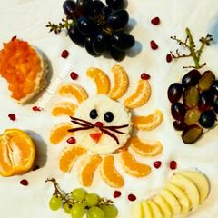 Fruit shaped fruit sandwiches A picture of Fruit shaped fruit sandwiches.