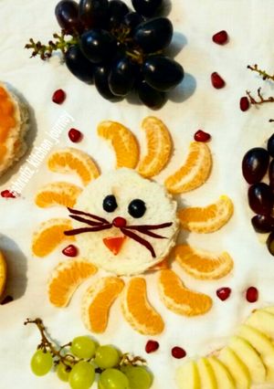 A picture of Fruit shaped fruit sandwiches.