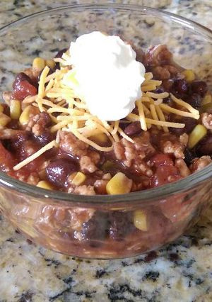 A picture of Lean Turkey, Corn and Black Bean Chili.