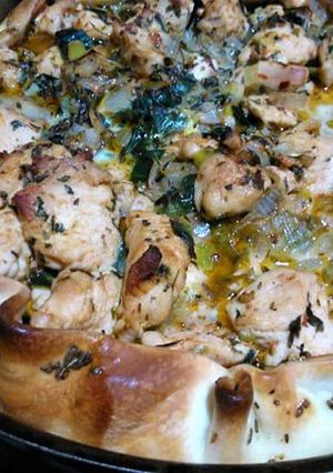 Una foto de Tarta de pollo y puerro