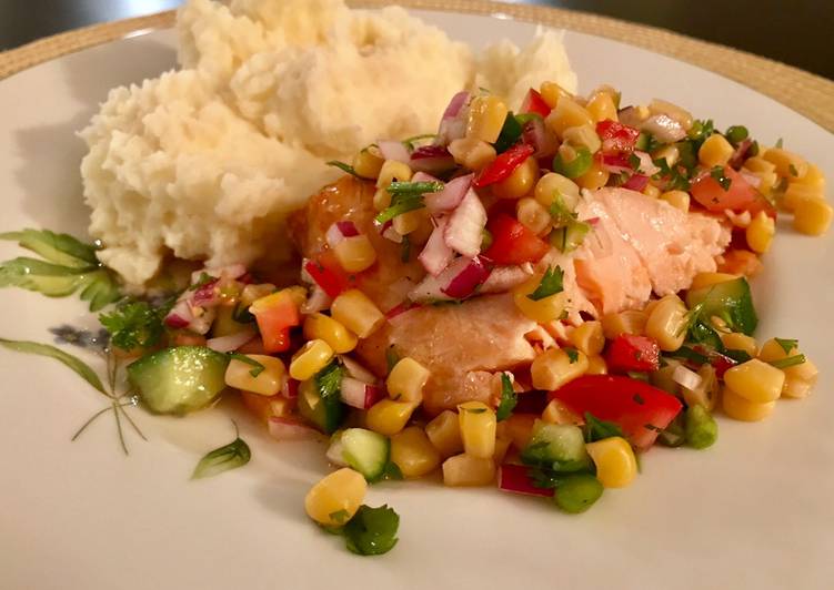 Oven Roasted Salmon with Refreshing Summer Salad