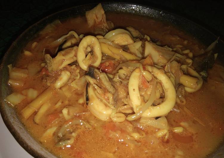 Resep Cumi toge kuah kuning pedas Anti Gagal