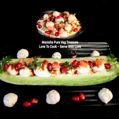 A picture of Makhana Raita In Cucumber Boat - Vrat Raita.