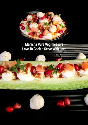 A picture of Makhana Raita In Cucumber Boat - Vrat Raita.