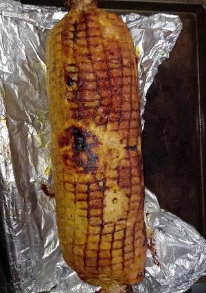 Una foto de Lomo de cerdo relleno de tocineta queso y jamón