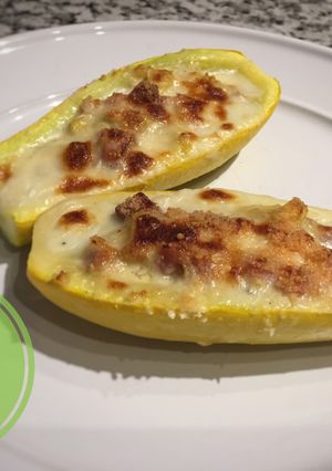 Una foto de Zucchini Relleno (Calabacín) #lacocinadegiri