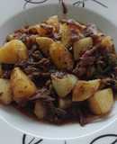 Sobras del refrigerador, guisado con barbacoa de res