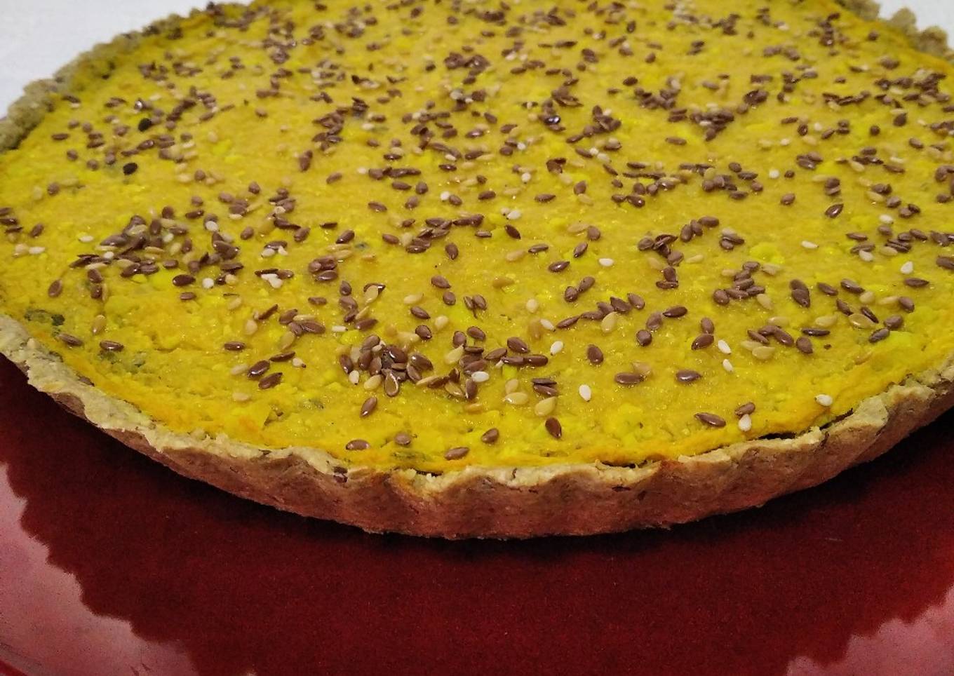 Tarta vegana integral de vegetales y puré de calabaza :)