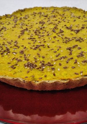 Una foto de Tarta vegana integral de vegetales y puré de calabaza :)