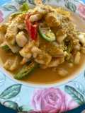 ปลาหมึกผัดไข่เค็ม ใส่ผงกะหรี่ด้วย