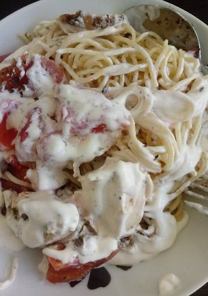 Una foto de Spaghetti con crema