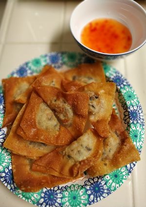 Hình của món Hoành thánh chiên.