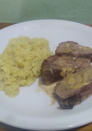 Una foto de Colita de Cuadril con Arroz a la Mostaza