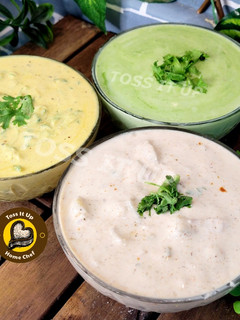 A picture of Three Different Raita Recipes With Three Amazing Flavours.