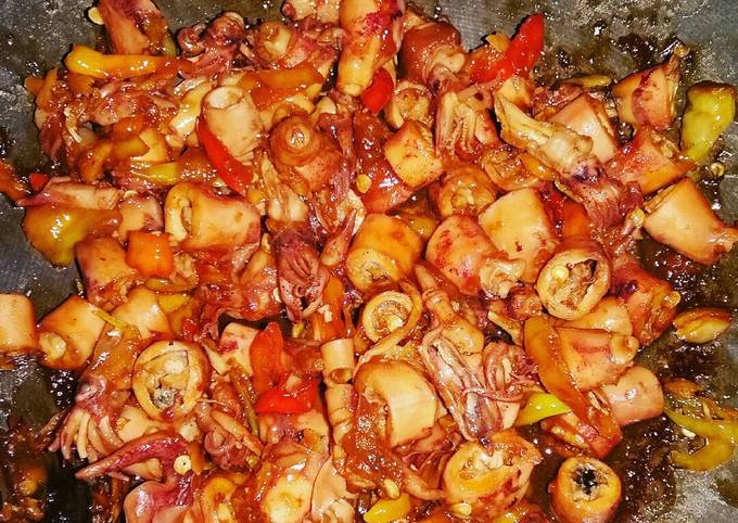 Tumis Sotong Asin Pedas