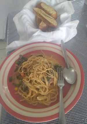 Una foto de Spaghetti con chile poblano