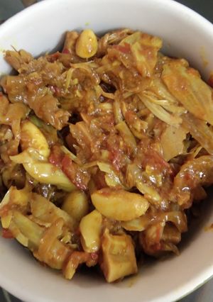 A picture of Kathal(jackfruit) masala sabji.