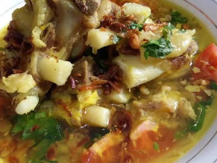 Cara Gampang Menyiapkan Resep Soto Daging&amp;amp;Tulang Sapi Kuah kuning yang Bikin Ngiler Anti Ribet, Menggugah Selera