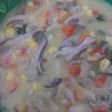 Cream soup corn with carrot and mushroom