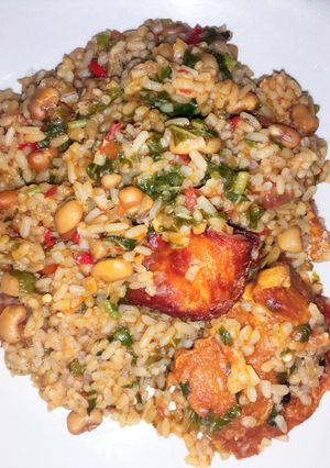 Jallof rice with beans ainihin hoton girkin
