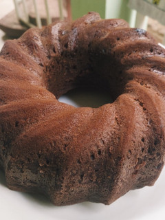 A picture of Chocolate cake with chocolate chips.
