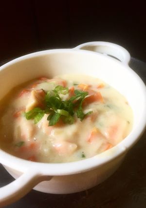 Foto resep Cream Soup Macaroni Salmon Wortel
