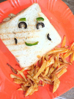 A picture of Chicken fajita sandwiches.