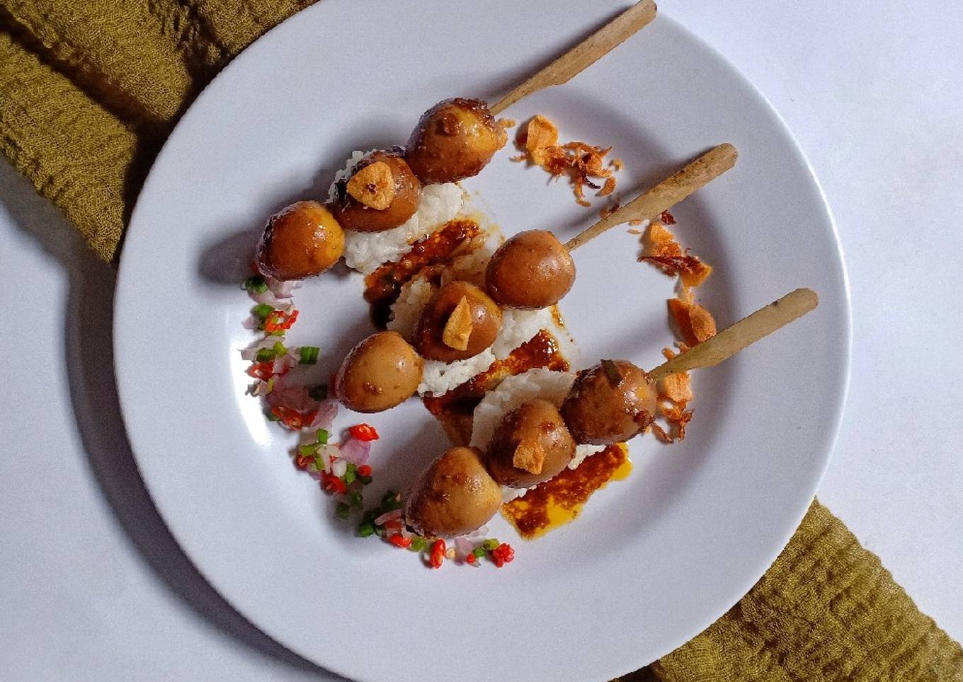 Sate Telur Puyuh Berbumbu (Ala Angkringan PGOT)