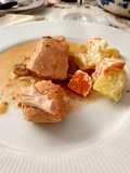 Pollo con cebollitas y hongos