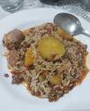 Guiso de arroz y lentejas con chorizo