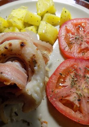 Una foto de Espirales de merluza rellenos con panceta