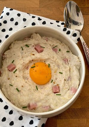 Une photo de ☆Porridge Salé façon Carbonara☆