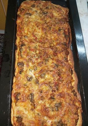 عکسی از دستور پیتزا قارچ گوشت