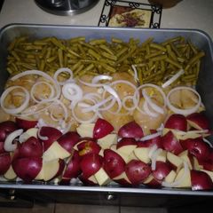 A picture of Larry's easy 1 pan chicken and potato bake.