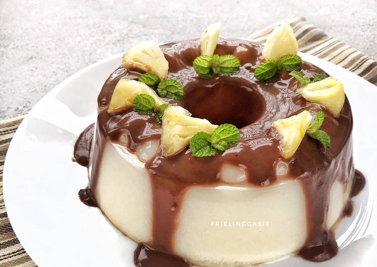 Puding kelapa vla coklat