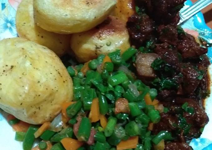 Roast potatoes and fried pork #recipemarathon